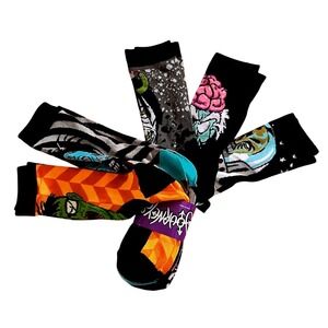 Journeys‎ Monster Faces 5 Pair Crew Socks Size 7-12 Zombie Horror Novelty New